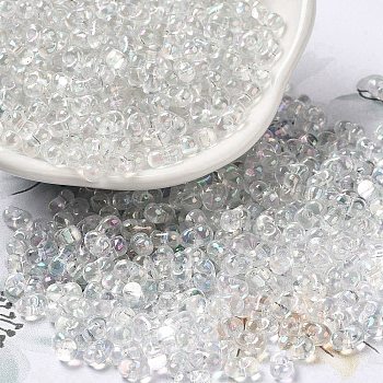 Glass Seed Beads, Peanut, Clear, 5.5~6x3~3.5x3mm, Hole: 1~1.2mm, about 4000pcs/pound