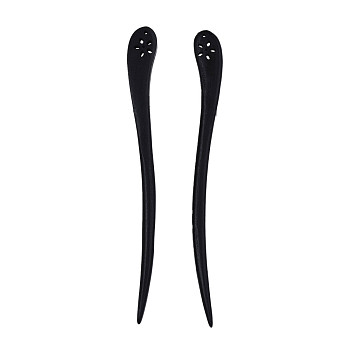 Vintage Schima Wood Hair Sticks Findings, Hair Accessories for Women, Black, 165x17x7mm, Hole: 1.8mm