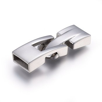 304 Stainless Steel Snap Lock Clasps, Stainless Steel Color, 33x12x5mm, Hole: 3x10mm