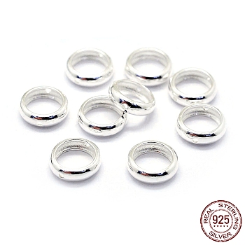 925 Sterling Silver Bead Frames, Ring, Silver, 11x3.5mm, Hole: 1mm
