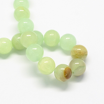 Natural Dyed Yellow Jade Gemstone Bead Strands, Round, Pale Green, 8mm, Hole: 1mm, about 50pcs/strand, 15.7 inch