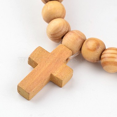 Крест из дерева из бисера стрейч шарм браслеты(X-BJEW-JB02219)-2