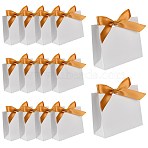 White Cardboard Paper Wedding Candy Boxes with Ribbon, Rectangle, Goldenrod, 11.5x4.5x10cm(CON-FZC0002-002A)