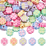 100Pcs Electroplated Opaque Resin Beads, Flower, AB Color Plated, Mixed Color, 14x14mm, Hole: 3mm, 100pcs(RESI-SP0001-59C)