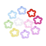 Opaque Plastic Pendants, Hollow Star Charms, Mixed Color, 29x29.5x4mm, Hole: 1.8mm, about 378pcs/500g(KY-Q005-08)