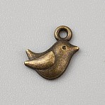 Alloy Pendants, Bird Charms, Antique Bronze, 11x9.5x2mm, Hole: 1.4mm(FIND-WH0519-05AB)