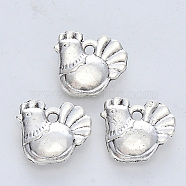 Tibetan Style Alloy Pendants, Cadmium Free & Lead Free, Chicken, Antique Silver, 12x13x3mm, Hole: 1.5mm(X-TIBE-R316-025AS-RS)