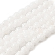 Natural Malaysia Jade Bead Strands, Round Dyed Beads, White, 10mm, Hole: 1mm, about 38pcs/strand, 15 inch(G-M101-10mm-10)