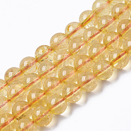 Natural Citrine Beads Strands, Round, Dyed & Heated, 6mm, Hole: 0.9mm, about 62pcs/strand, 15.35 inch(39cm)(G-R465-25A)