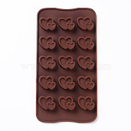 Food Grade Silicone Molds, Resin Casting Molds, For UV Resin, Epoxy Resin Jewelry Making, Heart, Random Single Color or Random Mixed Color, 209x108x13.5mm(DIY-E018-21)
