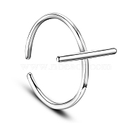 SHEGRACE Simple Fashion 925 Sterling Silver Cuff Rings, Open Rings, with Vertical Stick, Platinum, 18mm(JR328A)