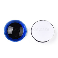 Glass Cabochons, Half Round with Eye, Blue, 20x6.5mm(GGLA-T004-04V)