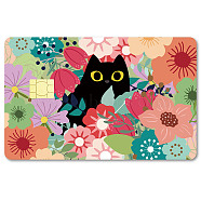 Rectangle PVC Plastic Waterproof Card Stickers, Self-adhesion Card Skin for Bank Card Decor, Cat Shape, 186.3x137.3mm(DIY-WH0432-099)