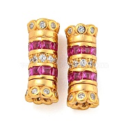 925 Sterling Silver with Rhinestone Screw Clasps, Flower, Real 18K Gold Plated, 13x5x5mm, Hole: 2mm(STER-B005-41B-G)