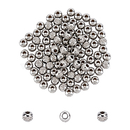 304 Stainless Steel Beads, Rondelle, Stainless Steel Color, 4x3.5mm, Hole: 1.5mm, 100pcs/box(STAS-UN0006-40P)