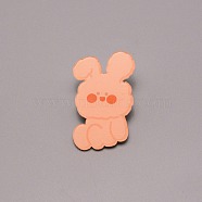 Rabbit Brooch Pin, Cute Animal Acrylic Lapel Pin for Backpack Clothes, White, Light Salmon, 43x26x7mm(JEWB-TAC0002-61)