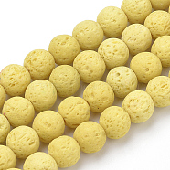Synthetic Lava Rock Beads Strands, Dyed, Round, Champagne Yellow, 8~8.5mm, Hole: 1mm, about 47pcs/strand, 14.96 inch(38cm)(G-S277-8mm-18)