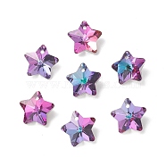 Electroplate Glass Charms, Faceted, Star, Teal, 13x13.5x7mm, Hole: 1.2mm(GLAA-H104-A07)
