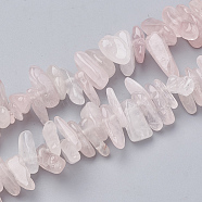 Natural Rose Quartz Beads Strands, Chip, 10~30x4~10x1~7mm, Hole: 1mm, about 80~85pcs/strand, 15.55 inch(X-G-S338-17)