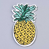 Pineapple Appliques, Computerized Embroidery Cloth Iron on/Sew on Patches, Costume Accessories, Gold, 80x44x1.5mm(DIY-S041-155)