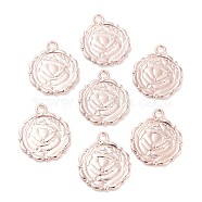 Alloy Pendant Cabochon Settings, Cadmium Free & Nickel Free & Lead Free, Flat Round, Silver Color Plated, 23x18x2mm, Hole: 3mm, Tray: 14mm, Rose Gold, 23x18x2mm.(PALLOY-A18941-RG-LF)