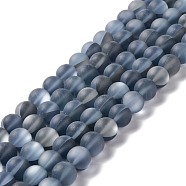 Synthetic Moonstone Beads Strands, Frosted, Round, Slate Blue, 10mm, Hole: 1mm, about 38~40pcs/strand, 14.96''~15.16''(38~38.5cm)(G-E573-01C-28)