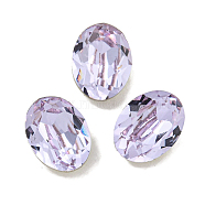 Glass Rhinestone Cabochons, Flat Back & Back Plated, Faceted, Oval, Violet, 8x6x4mm(RGLA-L029-17A-371)