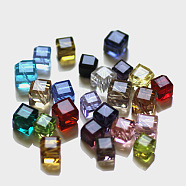 Imitation Austrian Crystal Beads, Grade AAA, Faceted, Cube, Mixed Color, 7x8.5x8.5mm, Hole: 0.9~1mm(SWAR-F069-6x6mm-M)