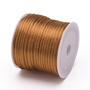 Nylon Cord, Satin Rattail Cord, for Beading Jewelry Making, Chinese Knotting, Chocolate, 1.5mm, about 16.4 yards(15m)/roll(NWIR-L006-1.5mm-30)