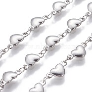 3.28 Feet 304 Stainless Steel Link Chains, Unwelded, Heart, Stainless Steel Color, 10x5x2mm(X-CHS-P007-10P)