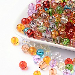 Mixed Round Transparent Acrylic Beads, about 8mm in diameter, hole: 2mm(X-PL572Y)