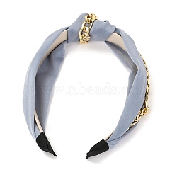 Plastic Hair Bands, with Cloth and Chain Cover, Gray, 17~36mm, Inner Diameter: 120mm(MRMJ-P010-D01)