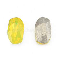 K9 Glass Rhinestone Cabochons, Pointed Back & Back Plated, Faceted, Nuggets, Citrine, 14x8x4mm(MRMJ-N029-24-01)