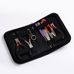 DIY Kit, with Iron Ball Chains & Bead Needles, Brass Rings, Stainless Steel Scissors, Imitation Leather Bags, Iron Beading Tweezers, Carbon Steel Pliers, Mixed Color, 160x110x29mm(DIY-YW0001-43)
