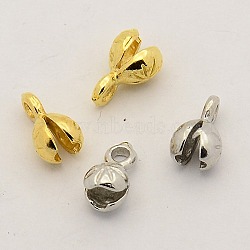 Brass Bead Tips, Calotte Ends, Clamshell Knot Cover, Mixed Color, 8.5x4x4.5mm, Hole: 1mm(KK-N0002-04)
