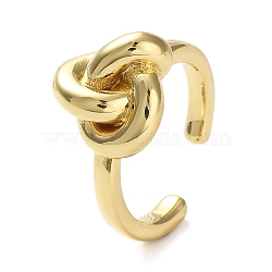 Rack Plating Brass Knot Open Cuff Rings for Women, Lead Free & Cadmium Free, Long-Lasting Plated, Real 18K Gold Plated, Inner Diameter: 17mm(RJEW-Q777-06G)