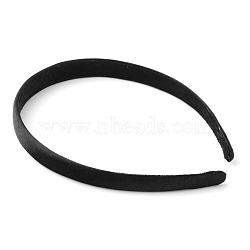 Plastic Hair Bands, with Cloth Covered, Black, 115mm(OHAR-R275-04)