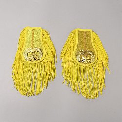 Handmade Plastic with Polyester Tassel Epaulettes, Shoulder Badges, Yellow, 225x77.5x15mm(FIND-WH0126-529)