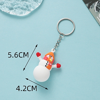 PVC Plastic Keychain, Christmas Theme, Snowman, Pendant: 5.6x4.2cm