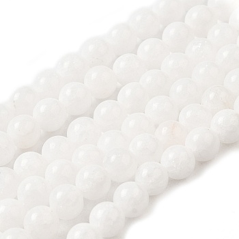 Natural Malaysia Jade Bead Strands, Round Dyed Beads, White, 10mm, Hole: 1mm, about 38pcs/strand, 15 inch