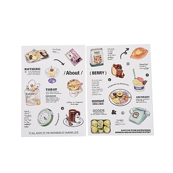 PET Tags
 Picture Stickers, Bakery and Patisserie Themed Sticker, Mixed Shapes, 169~171x119~121x0.1mm, 1 sheet/style