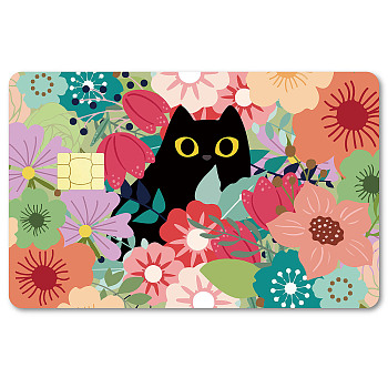 Rectangle PVC Plastic Waterproof Card Stickers, Self-adhesion Card Skin for Bank Card Decor, Cat Shape, 186.3x137.3mm