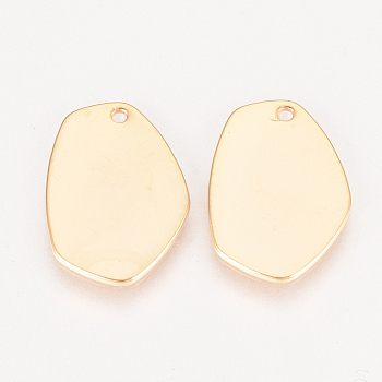 Brass Pendants, Real 18K Gold Plated, 20~20.5x14~14.5x1mm, Hole: 1mm