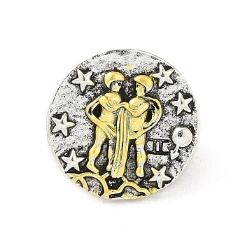 Alloy Brooches, Enamel Pins, for Backpack Clothes, Constellation, Gemini, 19.5x3.5mm