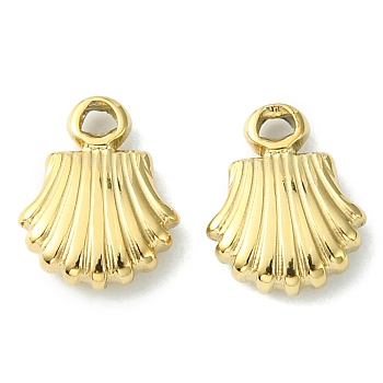 304 Stainless Steel Charms, Shell Shape Charms, Real 14K Gold Plated, 9.5x7.5x2.4mm, Hole: 1mm