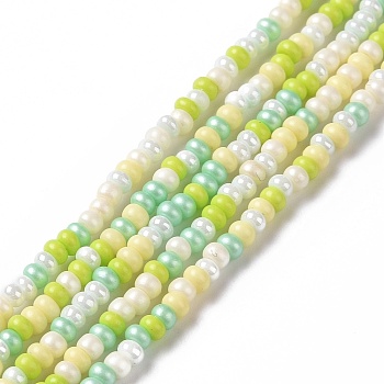 Glass Seed Bead Strands, Round Hole, Round, Pale Turquoise, 2.5~3x1.8~2.5mm, Hole: 1mm, about 191~200pcs/strand, 16.06~16.26 inch(40.8~41.3cm)