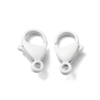 Spray Painted 304 Stainless Steel Lobster Claw Clasps, White, 15x9x4.5mm, Hole: 1.8mm