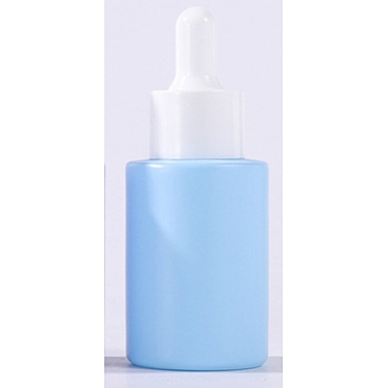 Glass Dropper Bottles, with Plastic Cover, Column, Blue, 3.7x9cm, Capacity: 30ml(1.01fl. oz)