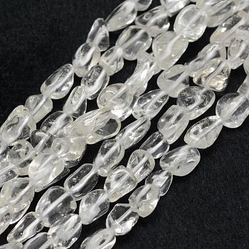 Natural Quartz Crystal Beads Strands, Rock Crystal Beads, Tumbled Stone, Nuggets, 6~8x4~6mm, Hole: 1mm, 15.3 inch(39cm)