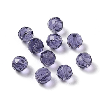 Glass Imitation Austrian Crystal Beads, Faceted, Round, Medium Purple, 8mm, Hole: 1mm